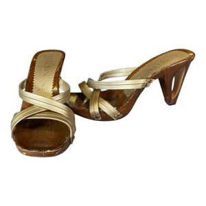 Women's Italian Shoemakers Heels Brown Wood US Size 8.5